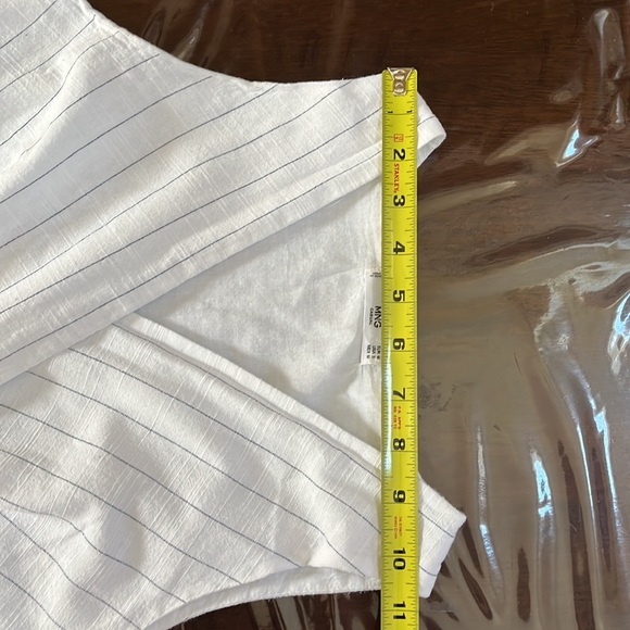 Mango sleeveless buttoned  wrap white with blue line dress , size US S - Picture 6 of 15